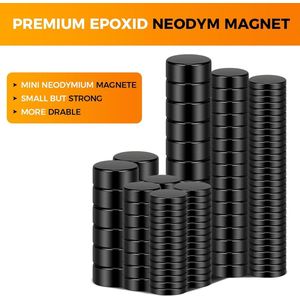 5 x 1 mm, zwarte magneten van neodymium, krachtig, 100 kleine magneten voor mini-koelkast, sterke magneet voor whiteboard, koelkast, magneetbord en knutselproject