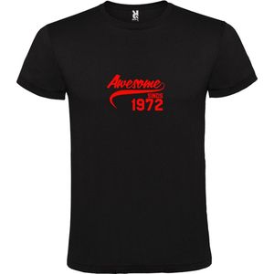 Zwart T-Shirt met “Awesome sinds 1972 “ Afbeelding Rood Size S