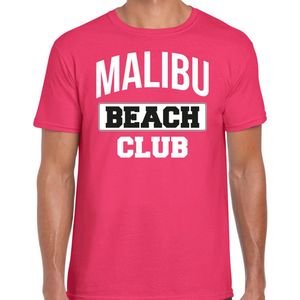 Bellatio Decorations zomer t-shirt voor heren - Malibu Beach Club - tropisch thema feest - roze L