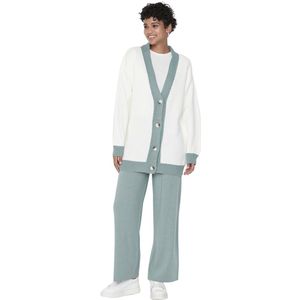 Trendyol Marineblauw Gestreept Vest-Broek Gebreide Pak Tctaw22Au0156