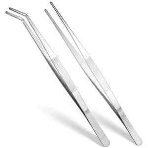 2 Stuks Gebogen en Rechte Stomp Pincetten van Roestvrij Staal voor Precisiewerk