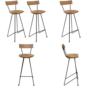 vidaXL Barkrukken 2 st massief teakhout - Barstoel - Barstoelen - Barkruk - Barkrukken