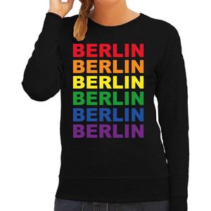 Regenboog Berlin gay pride / parade zwarte sweater voor dames - LHBT evenement sweaters kleding L