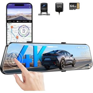 Dashcam – Dual-Channel Camera – Auto Recorder – Voor- en Achtercamera – GPS Dashcam – 4K Voor + 1080P Achter – Wifi 6 & Nachtzicht – 64GB SD Kaart Inclusief – Parkeermodus & G-Sensor