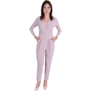John Zack Mocca jumpsuit met lange mouwen