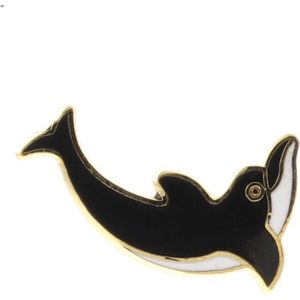 Behave - Broche dolfijn zwart wit emaille - minimalistisch oceaanaccent