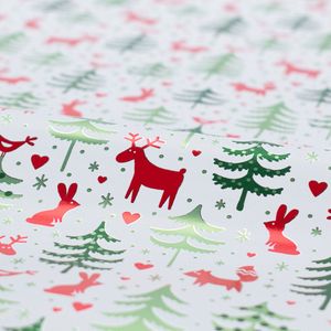 150 meter kerstpapier - metallic cadeaupapier kerst bos - luxe inpakpapier