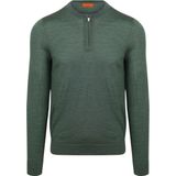 Suitable - Crew Zip - Merino - Groen - Pullover - Schipperstrui met Rits