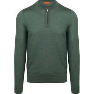 Suitable - Crew Zip - Merino - Groen - Pullover - Schipperstrui met Rits