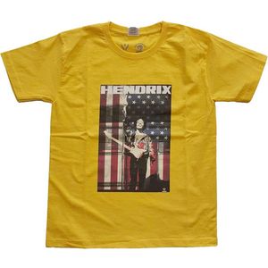 Jimi Hendrix - Peace Flag Kinder T-shirt - Kids tm 8 jaar - Geel
