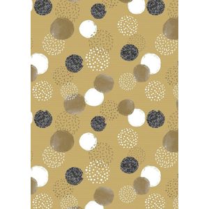 Inpakpapier Black White Gold Dots- Breedte 60 cm - 250m lang