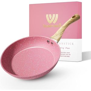 Koekenpan met antiaanbaklaag, 28 cm, roze pan, gecoat, inductie, PFOA-vrije braadpan, geschikt voor alle warmtebronnen, anti-warping-basis