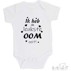 100% katoenen Romper ""Ik heb de leukste OOM ooit!"" Unisex Katoen Wit/zwart 68/74
