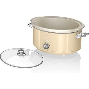 Slowcooker met Timer - Slowcooker Elektrisch - Slowcooker 6 5 Liter - Slowcooker met Timer 4 Personen - Crème