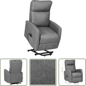 The Living Store Sta-op-stoel Relaxfauteuil - Stof - Multiplex - Verstelbaar - Lichtgrijs - 66x83.5x104 cm - 110 kg