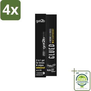 Got2B - Wenkbrauwgel - 4 Brows & Edges Waterproof Transparant - 16 ml - Voordeelverpakking - 4 stuks - Wenkbrauwen stylen - Haarranden stylen