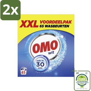 Omo - Waspoeder - Wit - Stralend schoon - Ook in 30 min - 5 kg - 65 Wasbeurten - Voordeelverpakking - 2 stuks - Waspoeder - Wit was
