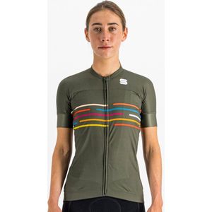 Sportful Fietsshirt Korte Mouwen Groen Multikleur Dames - V�lodrome W Short Sleeve Jersey Beetle-L