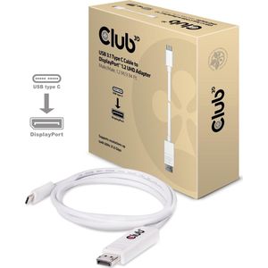 club3D USB-C / DisplayPort Adapterkabel USB-C stekker, DisplayPort stekker 1.20 m Wit CAC-1517 DisplayPort-kabel