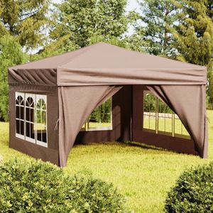 The Living Store Inklapbare Partytent - 291 x 291 x 245 cm - Taupe - 210D Oxford Stof - UV-bestendig