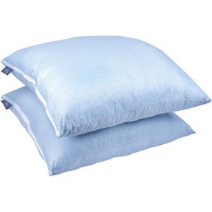 Hoofdkussen om te slapen, set van 2 luxe zacht verkoelend hoofdkussen, ademende polyester bol-microvezelvulling, machinewasbaar, in hoogte verstelbaar slaapkussen (lichtblauw, 40 x 80 cm)