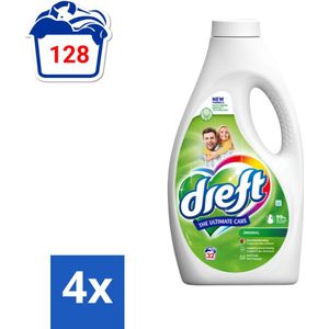 Dreft - Ultimate Care - Vloeibaar Wasmiddel - Gekleurde Was - Original - 32 Wasbeurten - Voordeelverpakking - 4 stuks