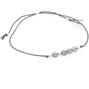 Pat's Jewels Vriendschapsarmbandje - Geluksbrenger- Minimalistisch armbandje - Labradoriet - Zijde