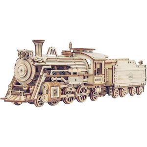 Robotime - Steam Express - Trein - Treinen - Houten modelbouw - Modelbouw - DIY - Hout 3D puzzel - Tieners - Volwassenen - 308 stukjes