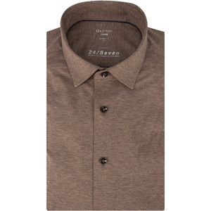 OLYMP - 24/7 Luxor - Overhemd - Bruin - Strijkvriendelijk