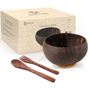 Namture Coconut Bowl – Inhoud 800ml – Jumbo Kokosnoot Kom – 100% Natuurlijk, Binnenkant Gepolijst - Duurzaam – Diameter 14-15 cm