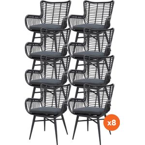Set van 8 - Jasmine dining tuinstoel - Black
