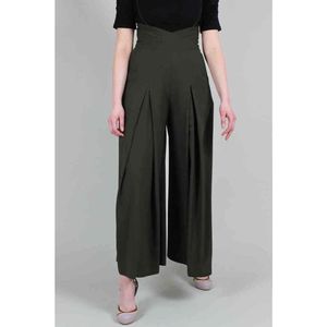 Voodoo Vixen - Kourt Olive High-Waisted With Suspenders Wijde broek - L - Groen