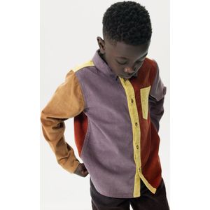 Sissy-Boy - Donkerrood ribcord colourblock overhemd