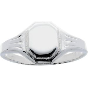 Lilly ring - achthoek plaatje - zilver - monogram - mt 42