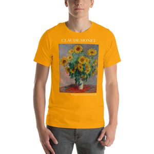 Famous Piece - Kunst T-shirt - Claude Monet 'Bouquet of Sunflowers' - Unisex - Goud - S