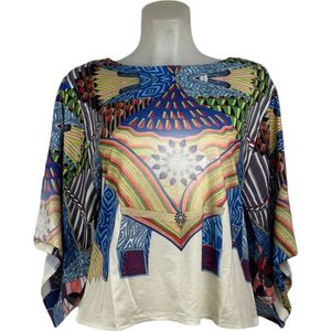 Soggo - Travelkleding voor dames - Multiprint blauwe blouse - Ademend - Kreukvrij - Duurzame Jurk - in 2 maten - Maat M/L