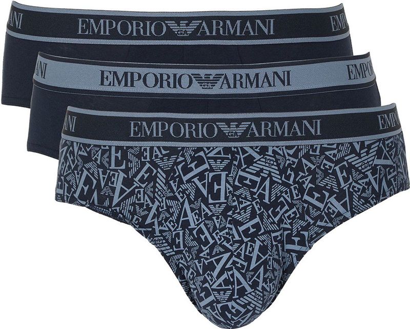 EMPORIO ARMANI Heren CORE Logoband 3-Pack Brief, Blauw, S, Blauw, S