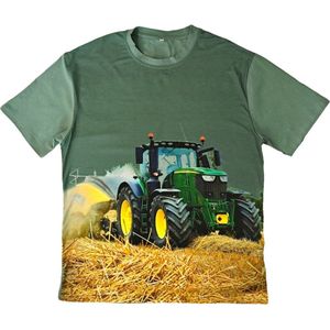 T-shirt met John Deere , trekker, tractor, groen, full colour print, kids, kinder, maat 92, stoer, mooie kwaliteit!