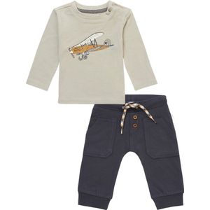 Noppies - kledingset - 2delig - Broek Murphy India Ink - Shirt Margarate Willow Grey- Maat 92