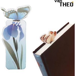 van Theo® Boekenlegger Vlinder & Bloem – Bladwijzer - Bookmark – Kaartje – Anemoon - Kleine Cadeautjes