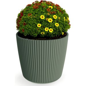 Prosperplast Plantenpot/bloempot Buckingham - buiten/binnen - design kunststof - dennen groen - D17 x H15 cm