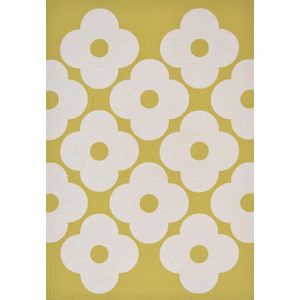 Orla Kiely - Orla Kiely Spot Flower Dandelion Outdoor 460806 Vloerkleed - 200x280  - Rechthoek - Buiten,Laagpolig Tapijt - Modern - Geel, Wit