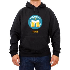 Trui met naam Tom|Fotofabriek Trui Cheers |Zwarte trui maat S| Unisex trui met print (S)