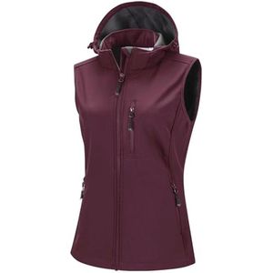 Dames Softshellvest met Afneembare Capuchon - Waterdicht, Winddicht, Mouwloos, Fleece Gevoerd Sportvest met 5 Zakken voor Paardrijden, Hardlopen en Wandelen