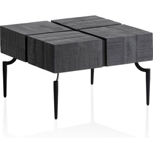 Rootz salontafel - mangohouten banktafel - moderne kubustafel - handgemaakt, uniek ontwerp, beschermende vernis - 60 cm x 60 cm x 40 cm