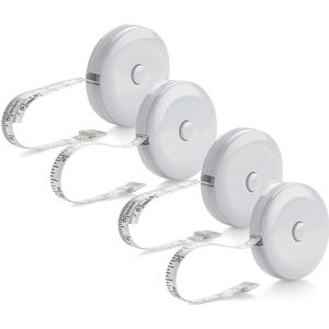 Rolmaat - Meetlint - 150 cm - 4 Stuks - Meetlint lichaam - Meetlint kleding - Flexibel meetlint - Zacht Kleermakerslint - Dubbele Schaal Zachte Meetlint - Gebruikt Om Lichaamslengte en Kleding te Meten - Wit
