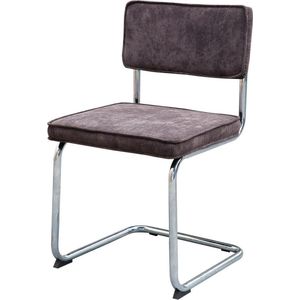 Lisomme Anne Eetkamerstoel Antraciet - Ribstof - Buisframe - Corduroy - Buisstoel