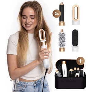 ENZO Luxe 5 in 1 Multistyler - Krultang - Multistyler - Fohnborstel - Krultang 5 in 1 - Multistyler - Airstyler - Fohn - Haarborstel - Hairwrap - Krulborstel - 5 Opzetstukken + Zwart Opbergdoos