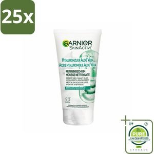 25 x Garnier - SkinActive - Gezichtsreinigingsschuim - Hyaluronzuur & Aloe Vera - Hydraterend - 150 ml - Grootverpakking - Gezichtsreiniger - Reinigings Schuim - Hyaluronzuur - Aloe Vera - Gevoelige Huid