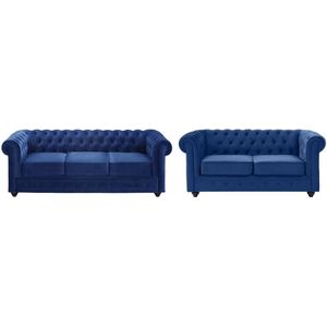 Vente-unique Zitbank CHESTERFIELD - velours - koningsblauw